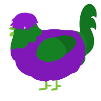 A violet and leaf chicken with a head pattern