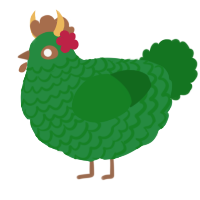 A viridian and leaf chicken with a lace pattern