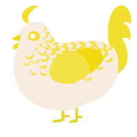 A cream and yellow chicken with a half-lace pattern