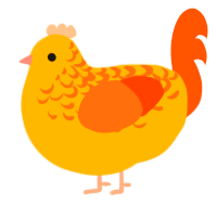 A orange and vermilion chicken with a half-lace pattern