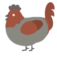 A ash and russet chicken with a head pattern