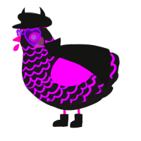 A sable and amethyst chicken with a lace pattern