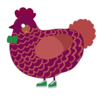 A wine and red chicken with a lace pattern