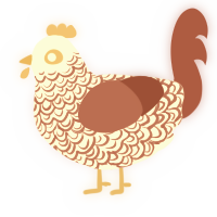 A white and red chicken with a double-lace pattern