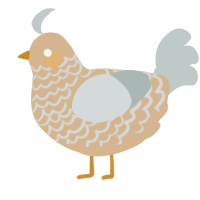 A beige and silver chicken with a lace pattern