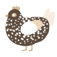 A bark and cream chicken with a speckle pattern