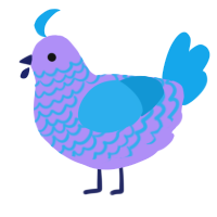 A lilac and sky chicken with a lace pattern
