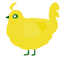 A yellow chicken with a half-lace pattern