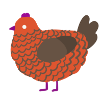 A vermilion and bark chicken with a lace pattern