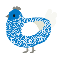 A sapphire and white chicken with a double-lace pattern