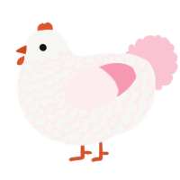 A white and rose chicken with a lace pattern
