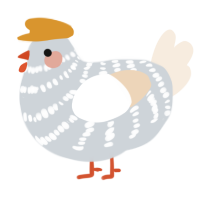A mist and cream chicken with a bar pattern