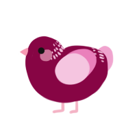 A maroon and pink chicken with a neck-band pattern