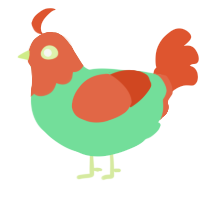 A spring and vermilion chicken with a head pattern