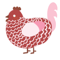 A red and rose chicken with a lace pattern