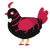 A black and crimson chicken with a half-bar pattern