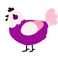A plum and rose chicken with a head pattern