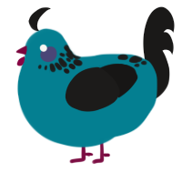 A sea and sable chicken with a neck-speckle pattern