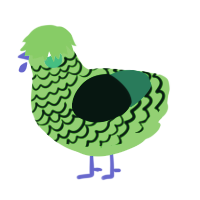 A violet and rose chicken with a lace pattern