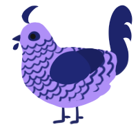 A lilac and navy chicken with a lace pattern