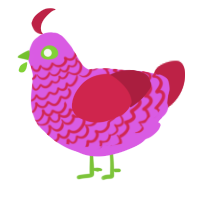 A orchid and crimson chicken with a lace pattern