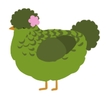 A chartreuse and olive chicken with a half-lace pattern