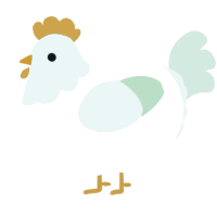 A cream and gluppy chicken with a head pattern