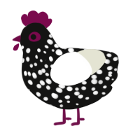 A black and white chicken with a speckle pattern