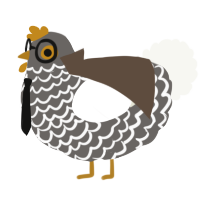 A grey and white chicken with a lace pattern