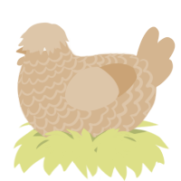 A beige chicken with a lace pattern