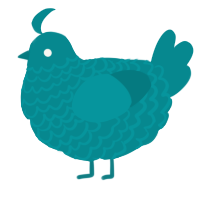 A teal chicken with a lace pattern