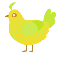 A yellow and lime chicken with a lace pattern
