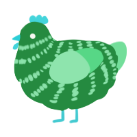 A viridian and spring chicken with a bar pattern