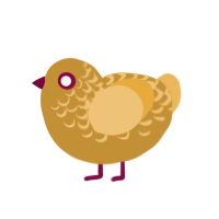 The EggCountant, a gold and honey chicken with a half-lace pattern