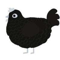 A black and sable chicken with a lace pattern