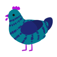 A sea and navy chicken with a bar pattern