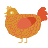 A orange and vermilion chicken with a lace pattern