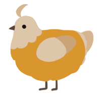 A orange and beige chicken with a head pattern