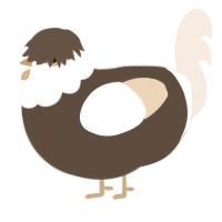 A bark and cream chicken with a head pattern