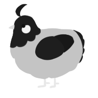 A silver and tumblr chicken with a head pattern
