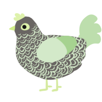 A grey and gluppy chicken with a double-lace pattern