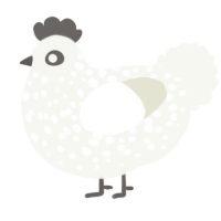 A white chicken with a speckle pattern