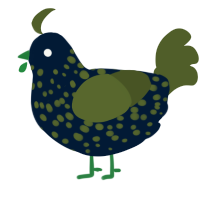 A tumblr and olive chicken with a speckle pattern