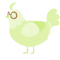 A apple chicken with a head pattern