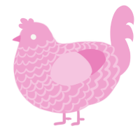 A pink chicken with a lace pattern