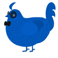 A ultramarine chicken with a lace pattern