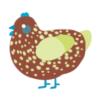 A russet and lemon chicken with a speckle pattern