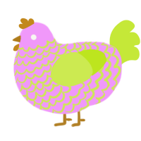 A lavender and lime chicken with a lace pattern