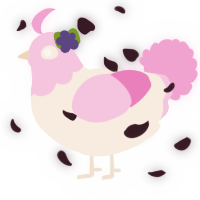 A cream and pink chicken with a head pattern