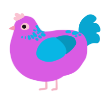 A orchid and cerulean chicken with a neck-speckle pattern